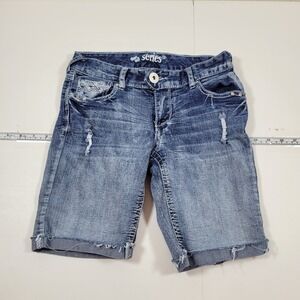 Short & Sexy Series Denim Bermuda Short Women 3 Blue Excellent Distress Raw Hem